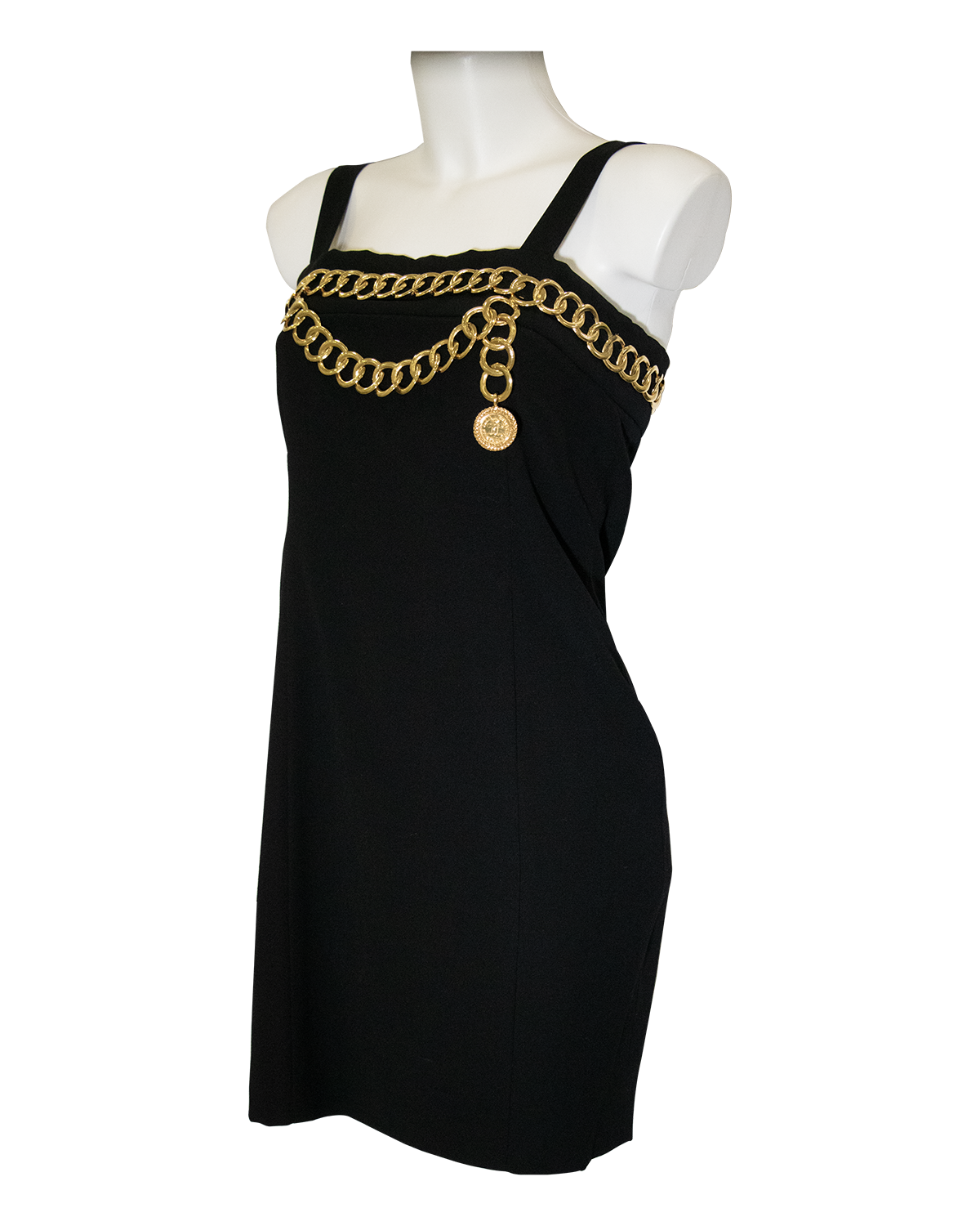 Chanel black dress with golden details 1980s