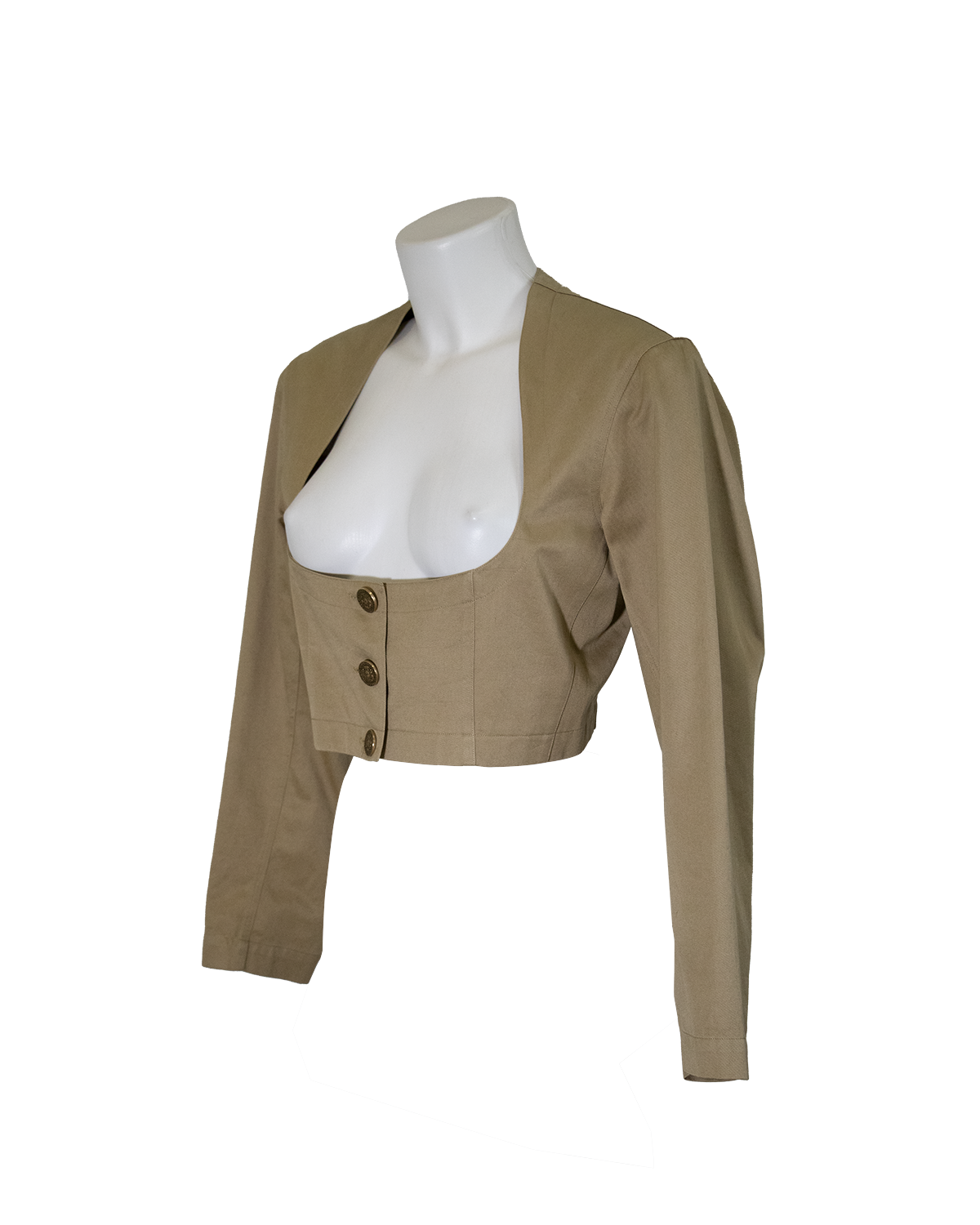 Azzedine Alaia Beige Crop Jacket from 1980s